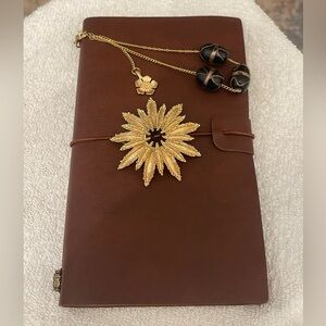 Handmade Brown Leather Journal with Vintage Embellishments